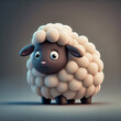 Cute little sheep 3d rendering, illustration of farm animals. Digital art. Created with generative ai