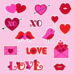 Wall Mural - Valentines Day vector sticker graphics