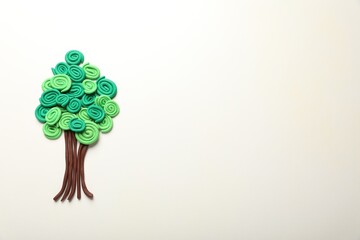 Wall Mural - Beautiful tree made of plasticine on white background, top view