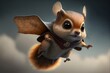 cute flying squirrel character created using AI Generative Technology