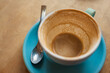 © Elena_Alex - Empty coffee cup after drink on wood table. Empty cup of coffee with coffee stain after finish drinking