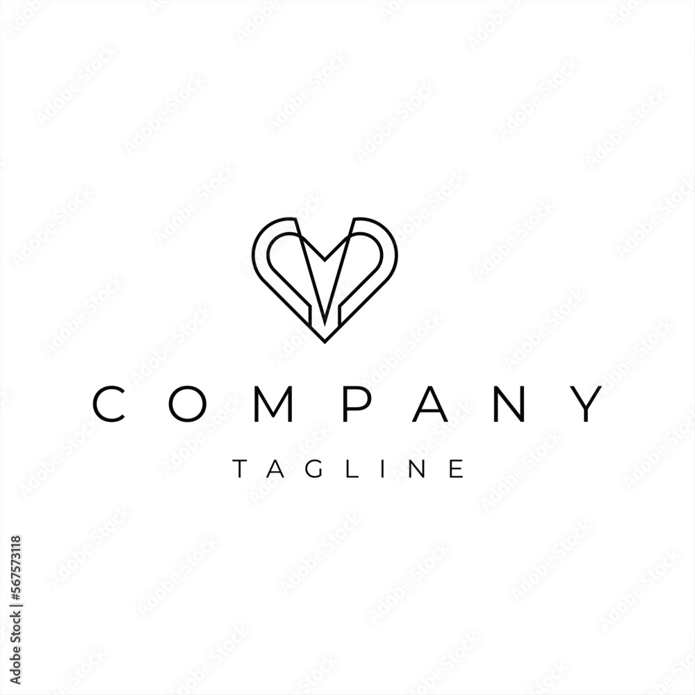 Abstratc heart love line art icon logo design vector template Stock ...