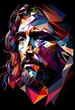 Face of Jesus Christ, geometric style, ai