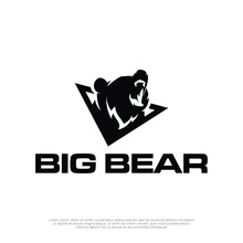 Bear Head Logo Roaring Out Of Triangle Icon Design