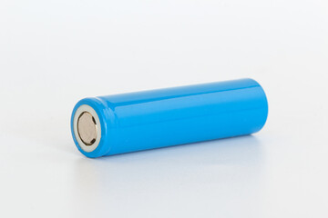 Rechargeable li-ion batteries for electrical appliances and devices  on white background.