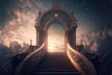 Landscape View Of The Entrance Gate Of Heaven, Stairway To Heaven, AI Generated