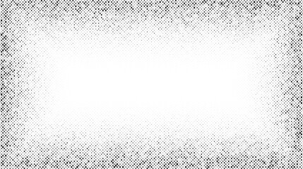 Poster - Grain textured background. Black stipple dots frame. Noise dot work gradient. Abstract grunge banner. Vector 