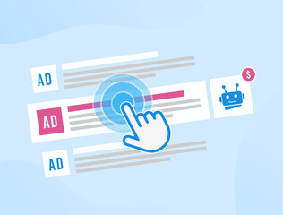 Poster - AI technology in advertising - optimization of digital e-commerce business concept. AI-driven online advertising campaign with dynamic pricing strategies and AI-based pricing, marketing automation