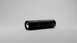 Modern black pocket LED flashlight in minimal style isolated on white surface. 3D render