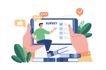 Wall Mural - Man answering online survey