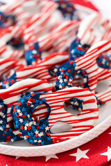 Poster - Red White and Blue Chocolate Covered Pretzel Twists