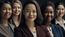 Empowering Women In The Workplace Inclusivity: Celebrating International Women's Day With Diversity Equity Inclusion (DEI) In The Finance Industry With Multiracial Female Bankers (Generative AI)
