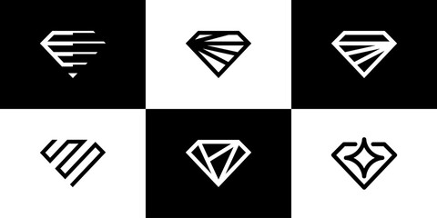 Collection of diamond line art geometry logo design template graphic design illustration. icon, symbol, creative.