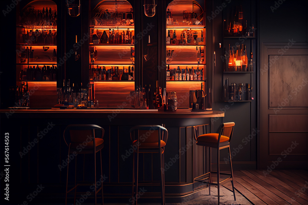 Contemporary Bar wallpaper. generative ai Stock Illustration | Adobe Stock