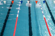 Swimming pool for swimming competitions. Empty Paths of a competitive swimming pool. Active swimming lessons.
