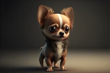 cute chihuahua character created using AI Generative Technology