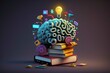 © zorandim75 - Concept of education and success. Online education, new idea. Collage with a brain, gears, book. Generative Ai technology.