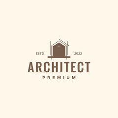 Wall Mural - home house architect structure construction minimalist hipster logo design vector icon illustration