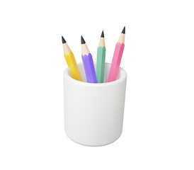 Poster - Pencil icon on isolated. simple equipment stationery education training learning concept. draw design, element graphic. 3d render illustration