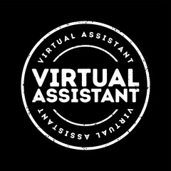 Poster - Virtual Assistant - independent contractor who provides administrative services to clients, text concept stamp