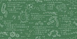 Science education of bacteria and viruses on chalkboard seamless pattern.