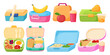 © Igor - School lunch boxes. Packed lunch or snack. Container for carrying food. Vector illustration