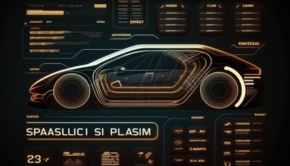 Poster - Diagnostic Auto in HUD style. Car service in the style of HUD, Cars infographic ui, analysis and diagnostics. Generative AI