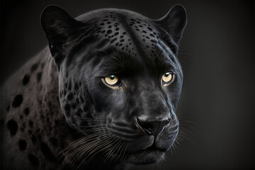 Wall Mural - Black panther, beautiful big cat, wildlife animal isolated on dark background