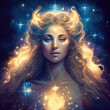 Greek goddess fantasy with cosmos, Generative AI