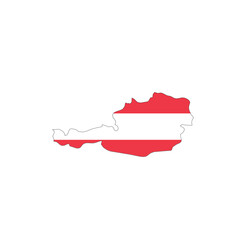Wall Mural - Austria national flag in a shape of country map