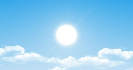 Wall Mural - Sun above the clouds. Summer solstice aerial shot. Seamless loop animation