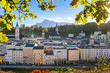 Aerial panorama of Salzburg in autumn, Austria