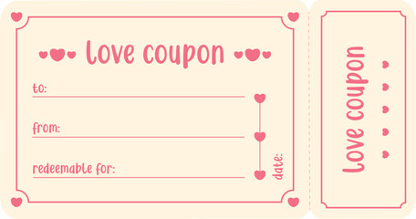 Isolated pastel love coupon template