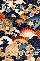 Wall Mural - japanese colorful pattern design Illustration