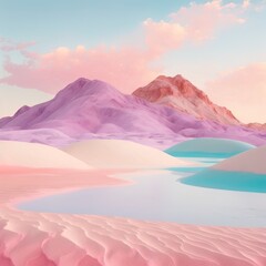 abstract vivid colors landscape of desert mountains, dunes and sand. colorful bright colors. illustr