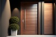 Premium entrance door with side lighting and wall section
