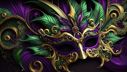 Mardi gras colors background wallpaper in yellow,violet,green colors generatie ai