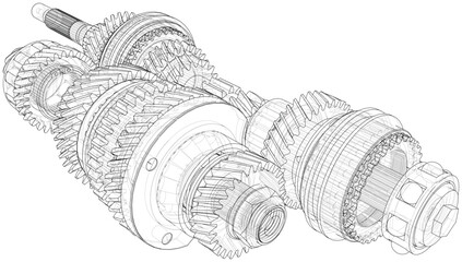 Poster - gearbox sketch. vector
