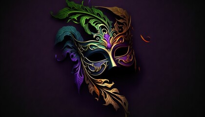 Mardi Gras carnival medieval mask illustration generative ai