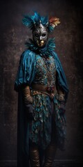 Mardi Gras carnival medieval clothing illustration generative ai