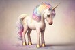 cute rainbow baby pegasus unicorn ,with a flower crown and Rainbow colors Hair, kids' pastel color fantasy magic ,Generative ai
