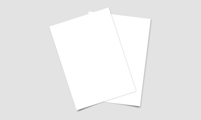 Vector white sheet of paper. Realistic blank A4 format paper template with shadow. Flyer, cover, brochure mockup design.