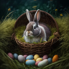 easter bunny and easter eggs two - Generative AI