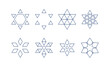 © garikprost - Bundle of six-pointed Jewish Magen David stars made of geometric shapes vector illustration with editable stroke