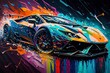Sport car splash art colorfull generative ai