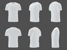 Male White Blank Set T-shirt Template, Natural Shape On Invisible Mannequin, For Your Design Print Mockup.