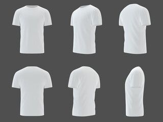 male white blank set t-shirt template, natural shape on invisible mannequin, for your design print m
