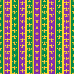 Fleur de Lis seamless pattern. Mardi Gras vector background. Easy to edit template for carnival decorations