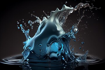 A 3d illustration of a liquid water splash shape. Generative AI