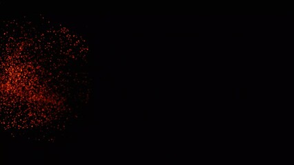 Poster - Embers fire particles over black background. Fire sparks background.